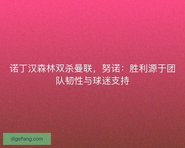 诺丁汉森林双杀曼联，努诺：胜利源于团队韧性与球迷支持